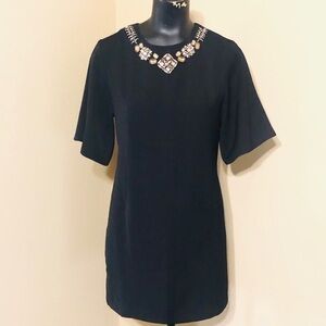 Blaque Label Shift Dress Jeweled Neckline in Black